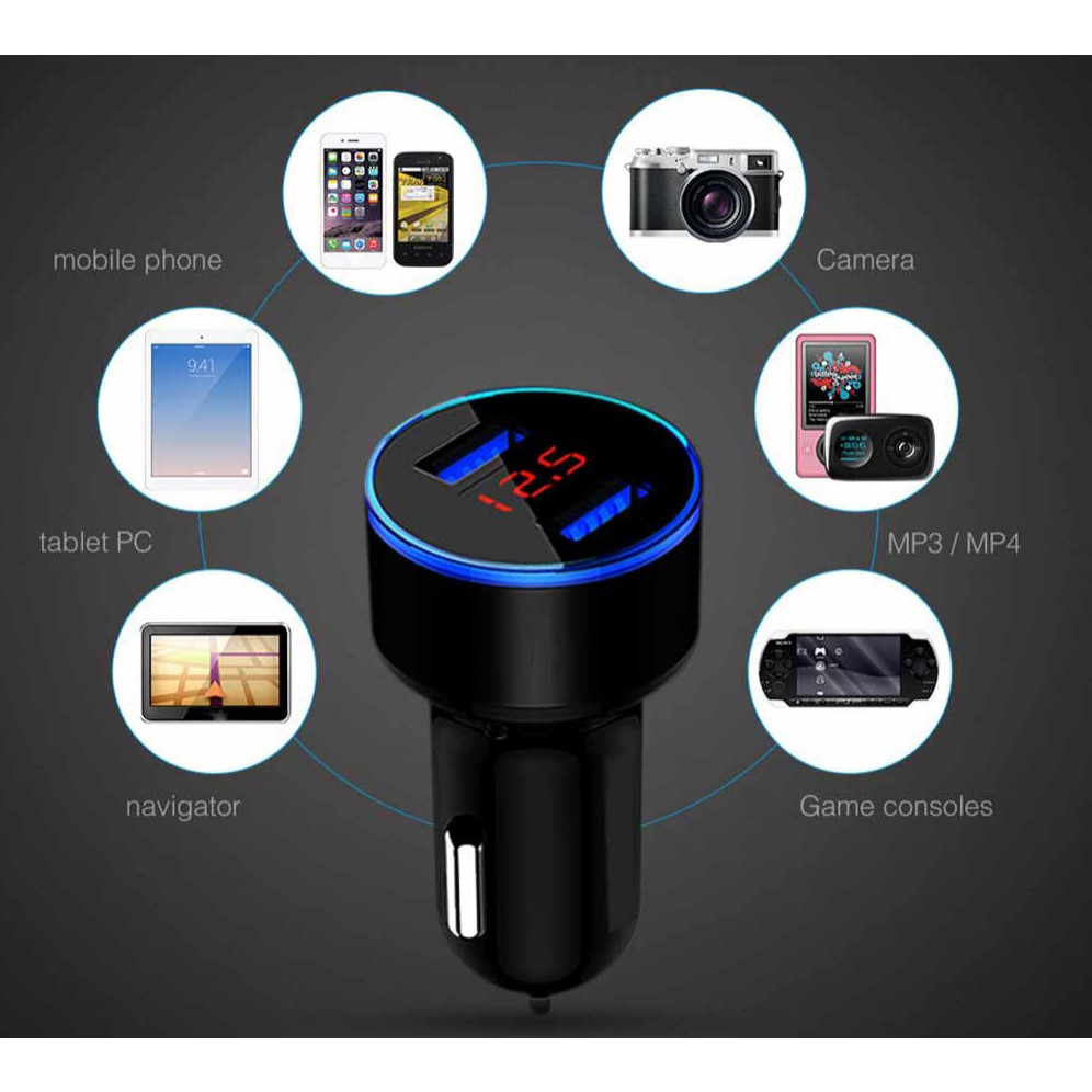 Incarcator Auto cu Afisaj Digital, Flippy, din Metal, 3.1A, Incarcare Rapida 6A PD+QC3.0, Dublu USB, Negru - imagine 2