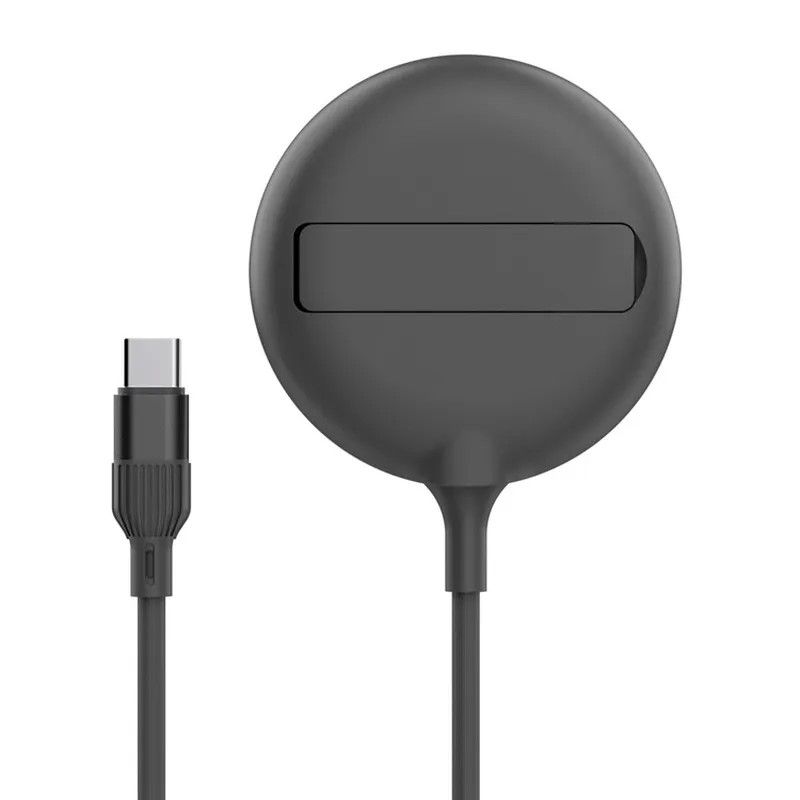 Încărcător fără fir, Wireless, portabil Flippy, MagSafe 15W, mufa conectare Adaptor Type C, functie suport, pentru seriile iPhone 14, iPhone 13 si iPhone 12, Negru - imagine 2