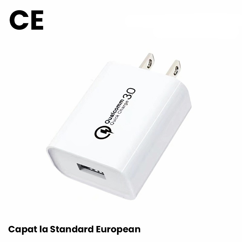 Incarcator Retea Fast Charge 5V3A, Flippy, Capat STANDARD EUROPEAN QC 3.0, 18W, Fara Cablu, Alb - imagine 2