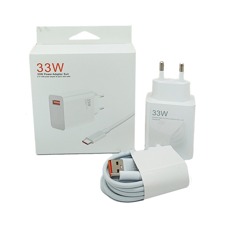 Incarcator Retea Super Charge pentru Telefon, Flippy, 33W Standard UE, Port USB-B cu Cablu TYPE-C de 1m Inclus, Alb