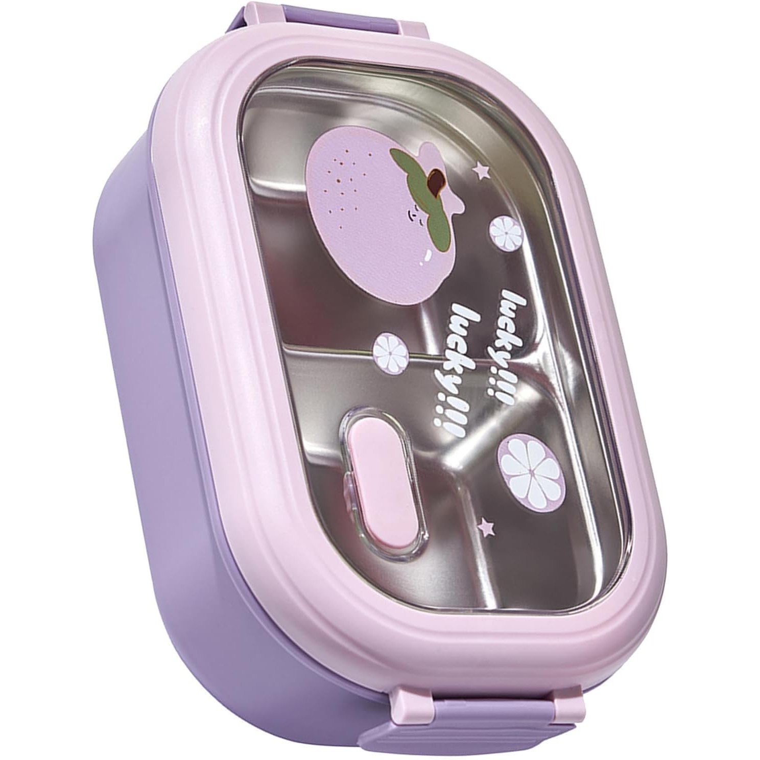 Cutie pentru Pranz sau Gustari, Flippy, cu Doua Compartimente, pentru Copii si Adulti, Etansare, PP, Perfect pentru Scoala si Birou, 1000 mL, 22.5x14.5x8 cm, Mov - imagine 4