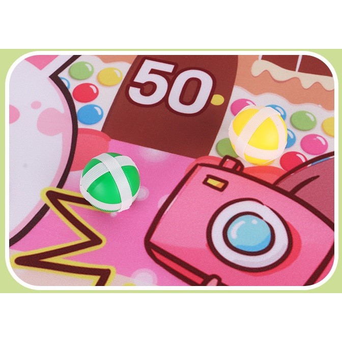 Joc Darts Flippy pentru Copii, Placa Pliabila 36.5 cm, 8 Mingii Velcro/Scai Simple, 2 Mingii Luminoase, Model Acadele, Roz - imagine 3