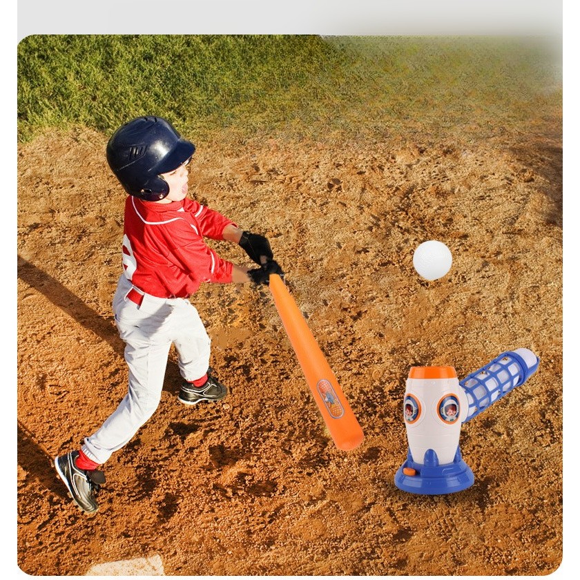 Joc de Baseball Interactiv, Lansator Flippy, Aruncare Automata, Include Bata si 5 Mingii, 37 x 23 x 16 cm Baza, 59 cm Bata, Multicolor - imagine 2
