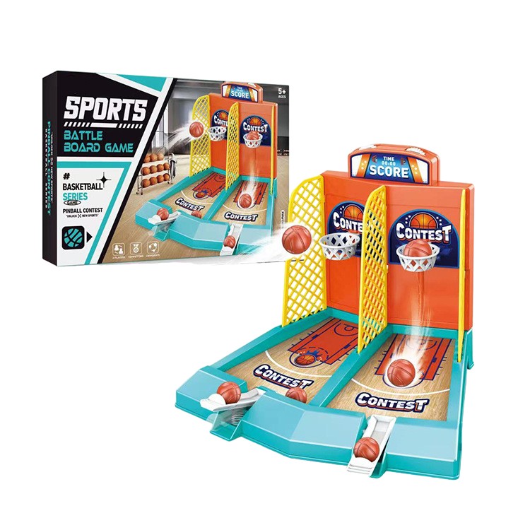 Joc de Masa Mini Baschet Interactiv pentru Copii, Flippy, pentru 2 Jucatori, 6 Mingi Incluse, 22x16.5x18.2 cm, Multicolor - imagine 2