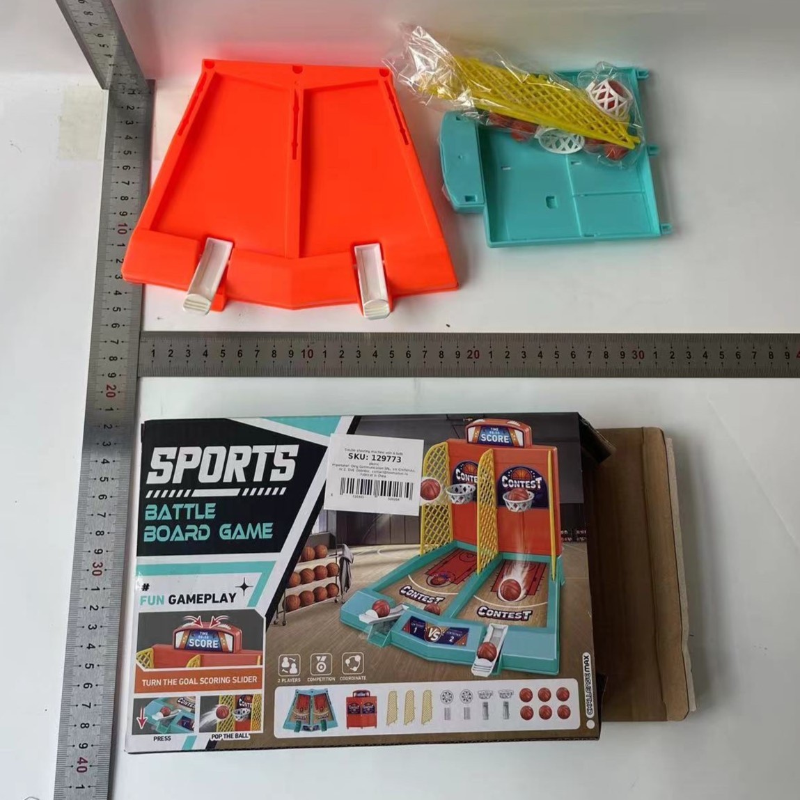 Joc de Masa Mini Baschet Interactiv pentru Copii, Flippy, pentru 2 Jucatori, 6 Mingi Incluse, 22x16.5x18.2 cm, Multicolor - imagine 3