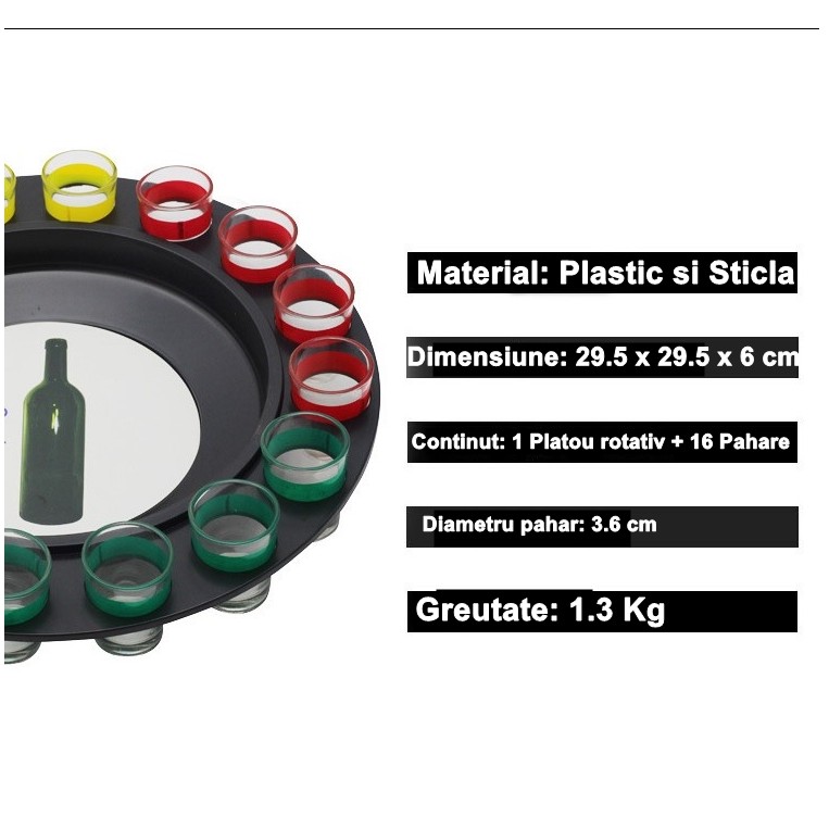 Joc de Societate "Adevar sau Provocare" Flippy, Ruleta cu 16 pahare de Shot din Sticla, pentru Petreceri, Distractie, Cadouri, Multicolor - imagine 2