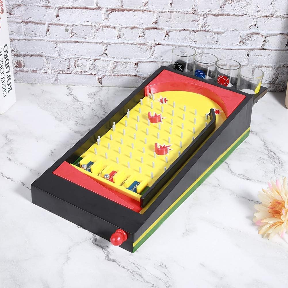 Joc de societate Pinball cu pahare pentru shoturi Flippy, 40 x 17,7 cm, galben - imagine 3