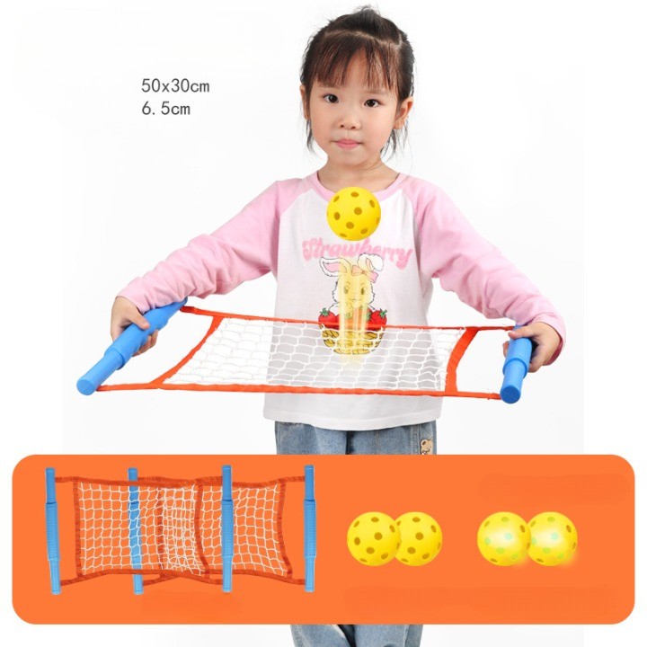 Joc Spikeball, Flippy, pentru Copii, Joc in 2, pentru Plaja, Parcuri, Interior, 2 Plase, 2 Mingi Normale, 2 Mingi Luminoase, Senzorial, Prinderea Mingii, 50x30 cm, Multicolor - imagine 2