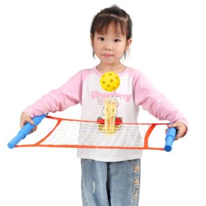 Joc Spikeball, Flippy, pentru Copii, Joc in 2, pentru Plaja, Parcuri, Interior, 2 Plase, 2 Mingi Normale, 2 Mingi Luminoase, Senzorial, Prinderea Mingii, 50x30 cm,  Multicolor