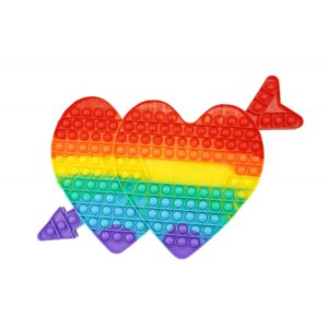 Jucarie antistres din silicon Pop it now, Inima dubla, Multicolor