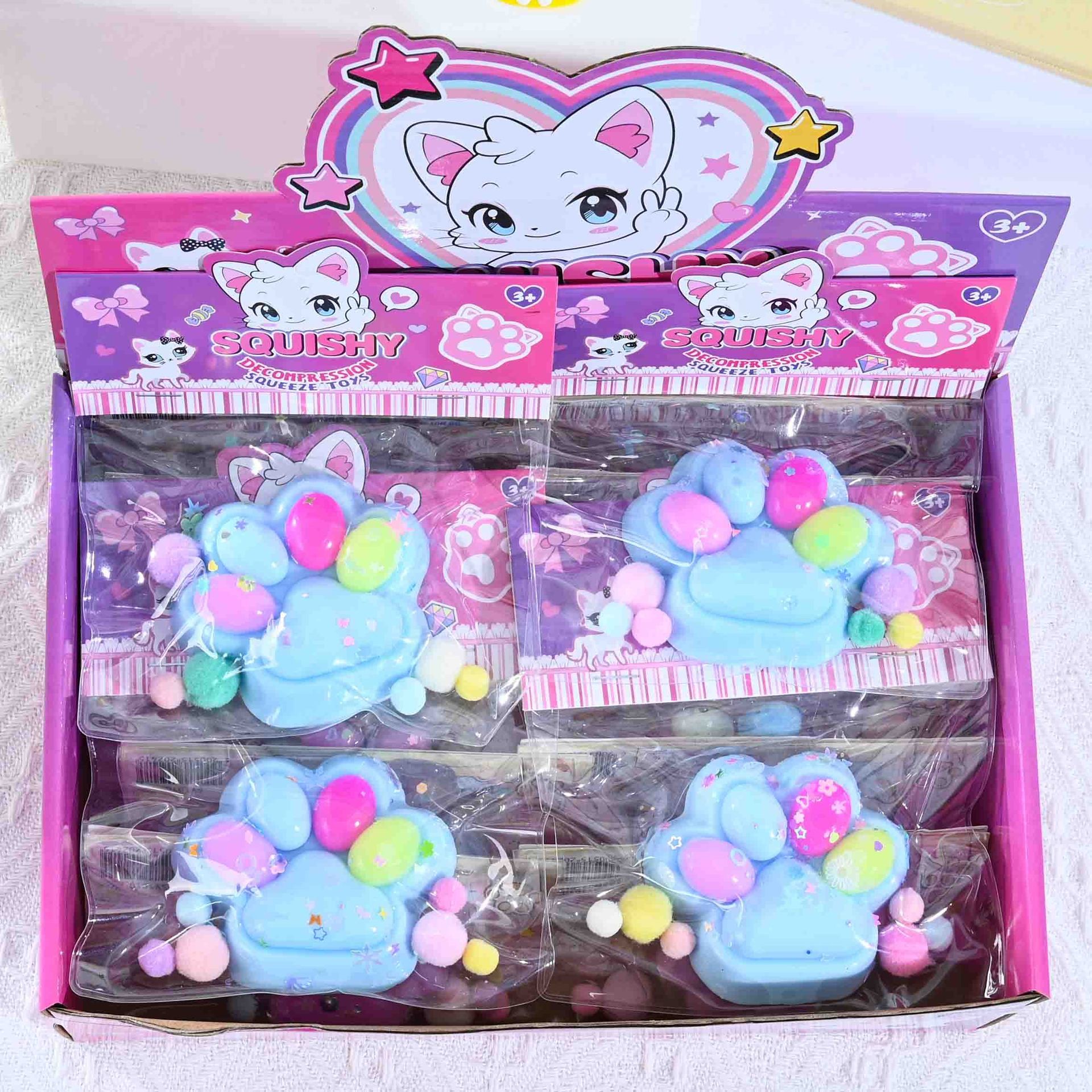 Jucarie Antistres Squishy, Flippy, cu Revenire Lenta, Labuta de Pisica Pufoasa, 7.5 cm, Ambalaj Transparent, Model 270510, Multicolor - imagine 2