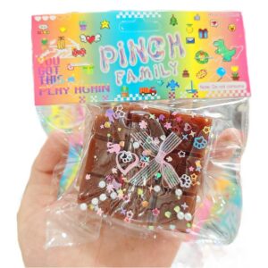 Jucarie Antistres Squishy, Flippy, cu Revenire Lenta, Squeeze Pinch Family, Model Cuburi de Ciocolata, Maro
