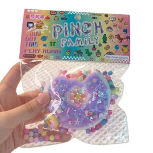 Jucarie Antistres Squishy, Flippy, cu Revenire Lenta, Squeeze Pinch Family, Model Gogoasa, 6x6 cm, 99g, Ambalaj Transparent, Mov