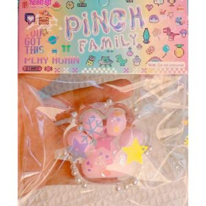 Jucarie Antistres Squishy, Flippy, cu Revenire Lenta, Squeeze Pinch Family, Model Labuta de Pisica, 6x5.5 cm, 70g, Ambalaj Transparent, Roz-Transparent