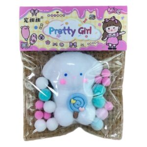 Jucarie Antistres Squishy, Flippy, cu Revenire Lenta, Squeeze Pretty Girl, Model Animalut, Ambalaj Transparent, Alb