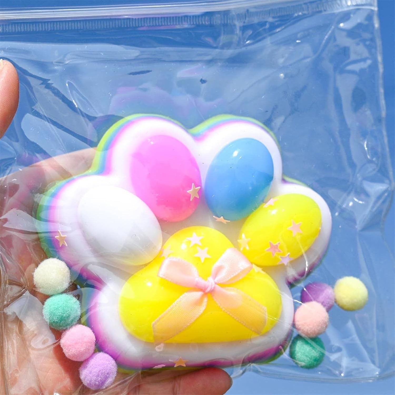 Jucarie Antistres Squishy, Flippy, Revenire Lenta, Model Labuta de Pisica, Squishy, BIG 12.5 x 10.5 cm, 220 g, Model 19, Multicolor Roz - imagine 2