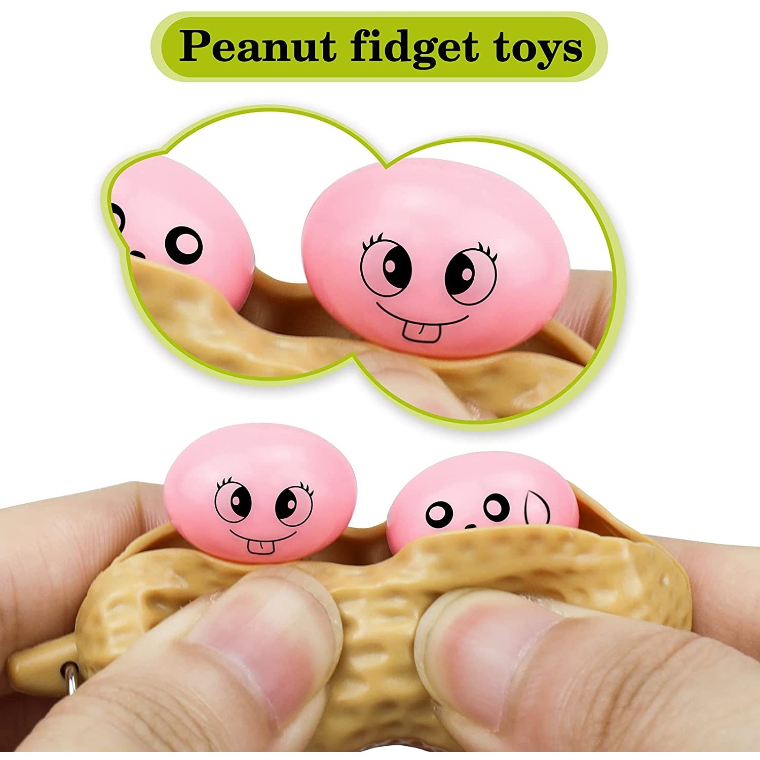 Jucarie breloc aluna antistres, Peanut Fidget Toy, Crem - imagine 2