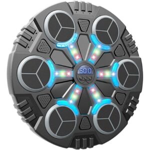 Jucarie de Boxat cu Muzica si Lumini, Flippy, Manusi Incluse, Bluetooth, Incarcare USB, Aplicare cu Ventuze, 6 Tinte, 32x27x3.5 cm, 930 g, Negru