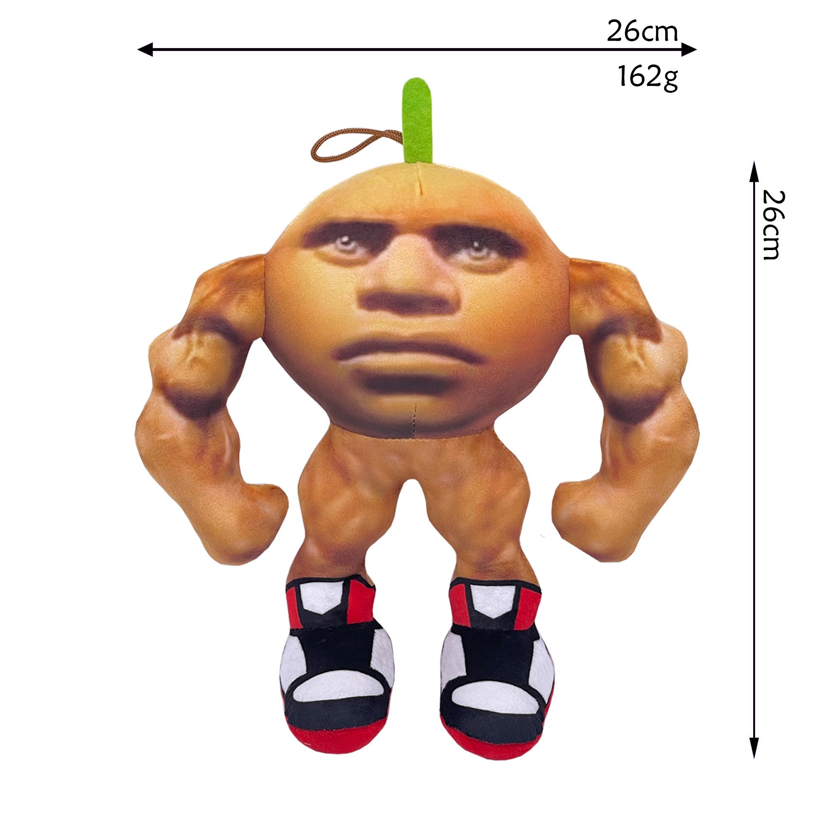 Jucarie Moale de Plus Italian Brainrot, Flippy, cu Agatatoare, Model Portocala Musculoasa U Din Din Dun Ma Din Din Dun, Jucarie Moale pentru Copii, 26 x 26 cm, Maro mat - imagine 2