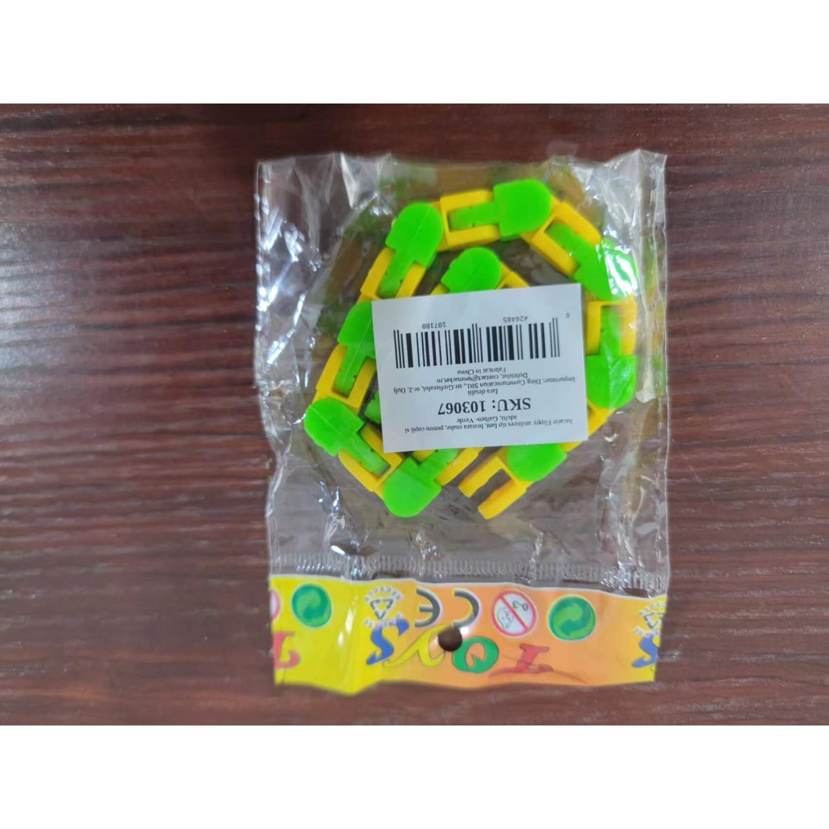 Jucărie Senzorială Antistres Flippy - Puzzle de Îmbinat Tip Șarpe, 24 Piese, +3 Ani, Galben/Verde - imagine 2