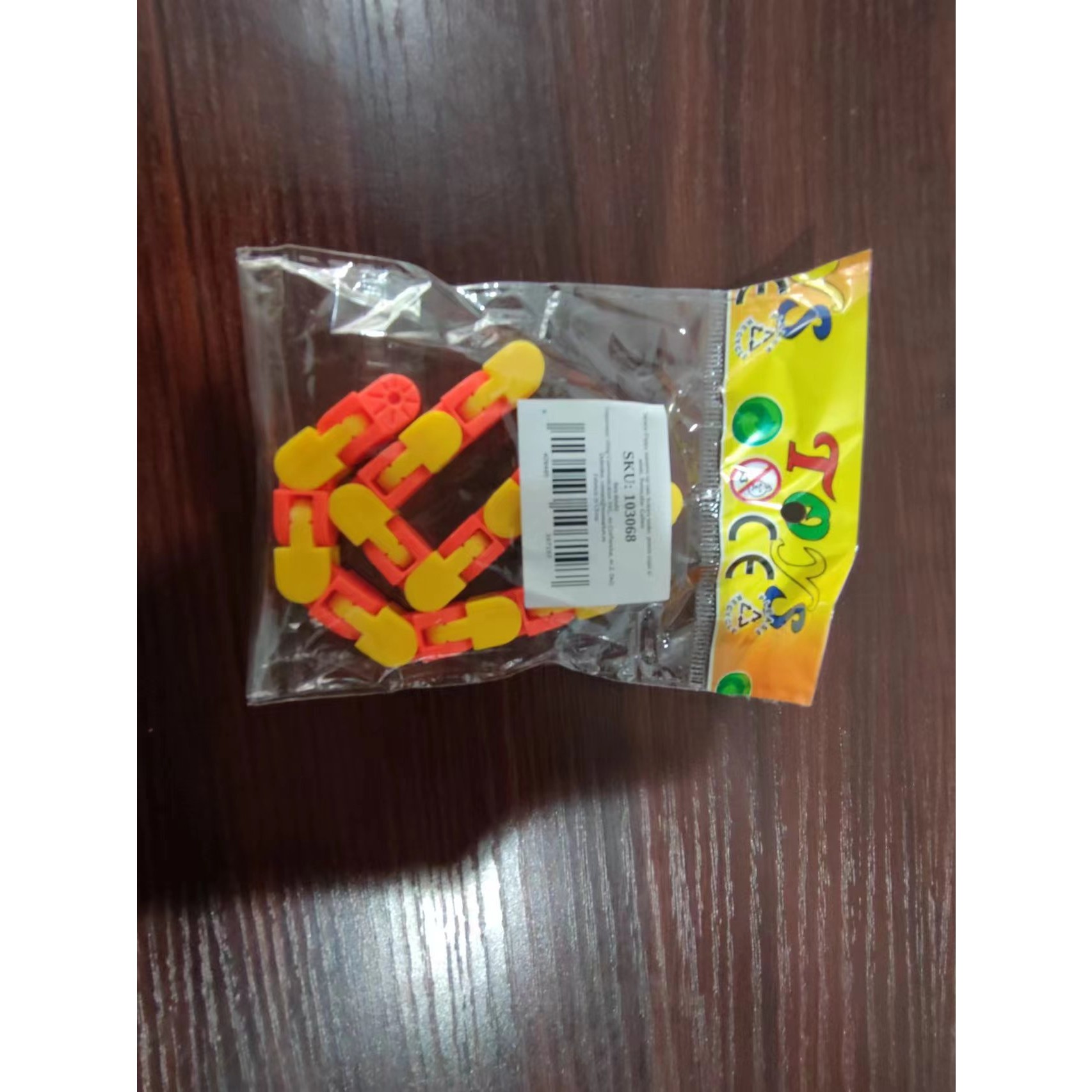 Jucărie Senzorială Antistres Flippy - Puzzle de Îmbinat Tip Șarpe, 24 Piese, +3 Ani, Portocaliu/Galben - imagine 3