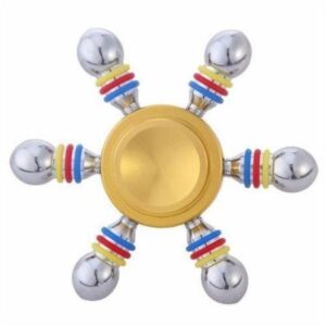 Jucarie Interactiva Antistres Fidget Spinner, Demontabila, Metalica, 6 Parti, Auriu