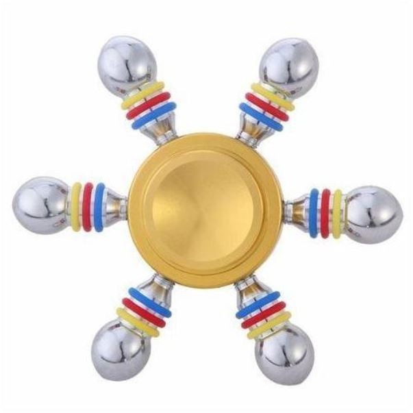 Jucarie Interactiva Antistres Fidget Spinner, Demontabila, Metalica, 6 Parti, Auriu