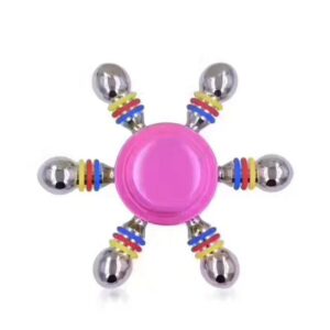 Jucarie Interactiva Antistres Fidget Spinner, Demontabila, Metalica, 6 Parti, Roz