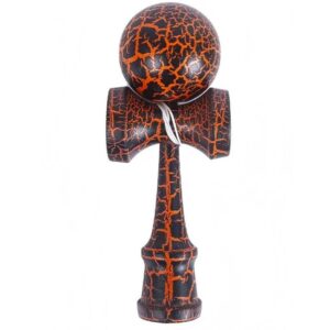 Kendama X Originala, Profesionala, Flippy, Kendama Cracked, din Lemn – 18 cm, Crack Negru/Portocaliu