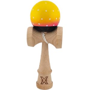Kendama X Originala, Profesionala, Flippy, din Lemn, Super Sticky, 18 cm, Galben/Roz/Negru