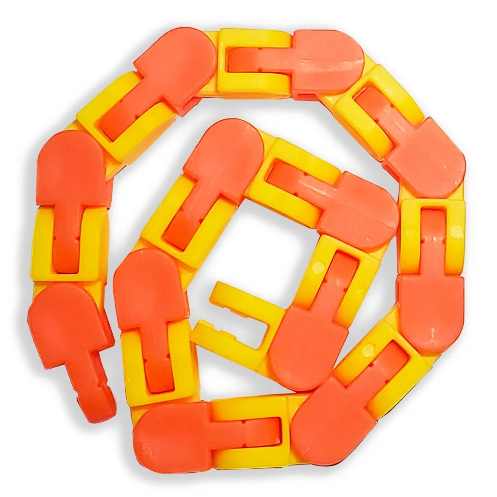 Jucărie Senzorială Antistres Flippy - Puzzle de Îmbinat Tip Șarpe, 24 Piese, +3 Ani, Portocaliu/Galben - imagine 4