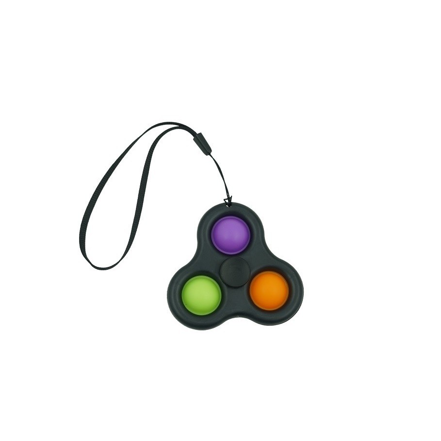 Jucarie senzoriala spinner Flippy- Fidget Toy, Simple Dimple, 7 cm, Negru/Multicolor