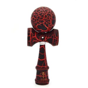 Kendama Ball Full Crack Negru Lemn Fag Rosu
