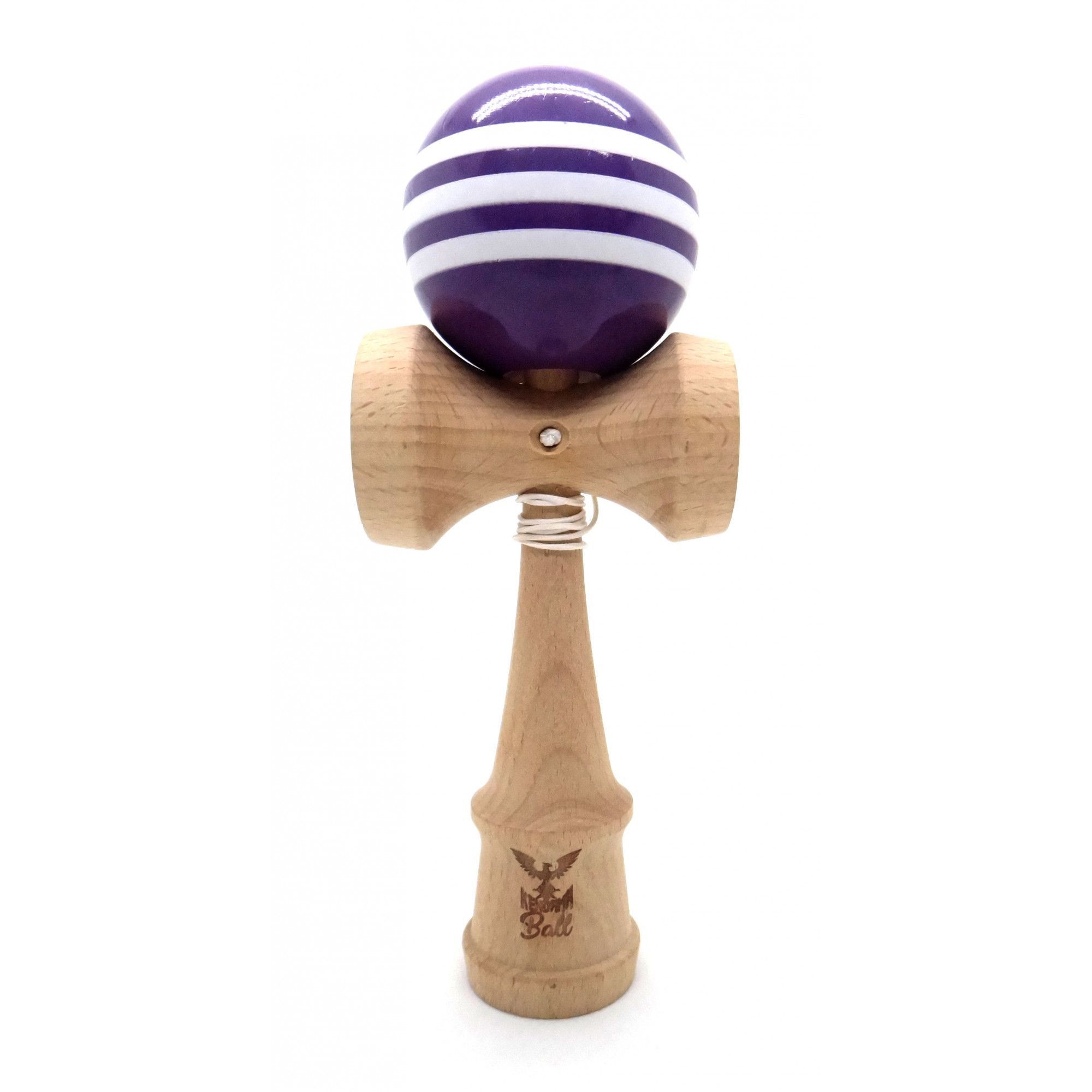 Kendama Ball Originala Stripe Alb Lemn Fag Mov