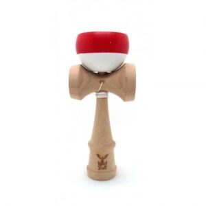 Kendama Ball Originala Stripe Rosu Lemn Fag Alb