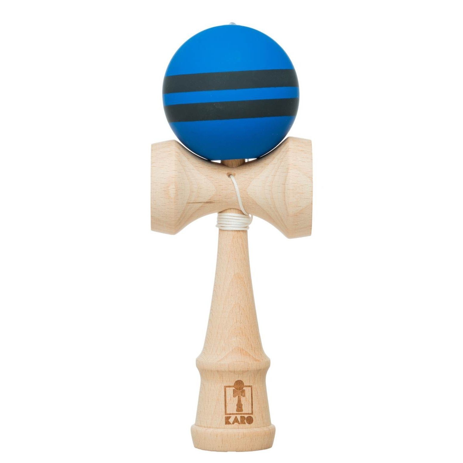 Kendama Karo Grip Rubber Stripe Lemn Fag Albastru Negru - imagine 2