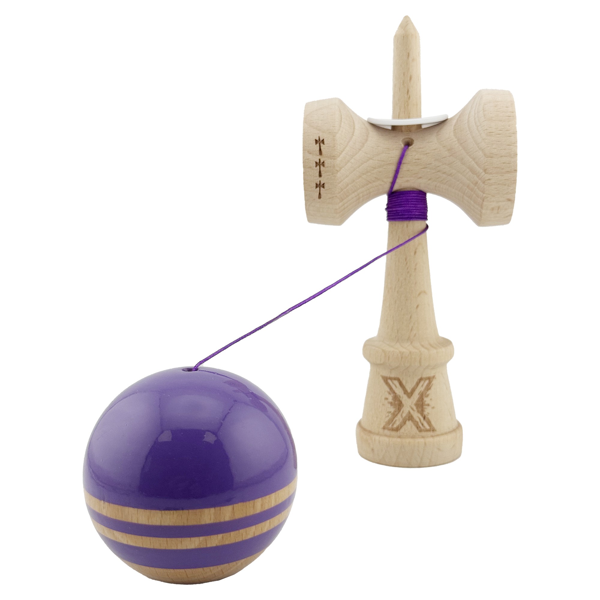 Kendama X Originala RAINBOW, Profesionala, Flippy, Cupe Mari KING SIZE V3, Super Sticky, Gaura in Baza, Rulment Metalic, din lemn 18 cm, Ata 62/65 cm, Indigo/Maro - imagine 4