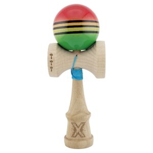Kendama X Originala, Profesionala, Flippy, Big Cups V2, Super Sticky Legendary Cupe Mari, Rulment Metalic cu Ata 55 cm, Rosu/Galben/Verde