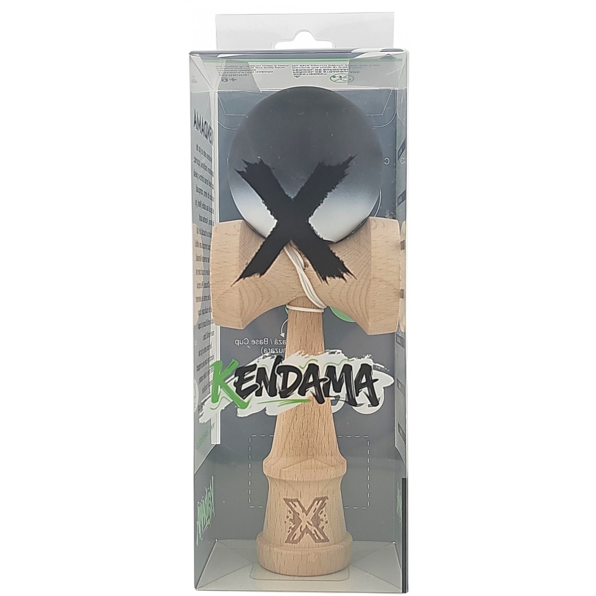 Kendama X Originala, Profesionala, Flippy, din Lemn, Rubber Grip, 18 cm, Alb/Negru - imagine 4