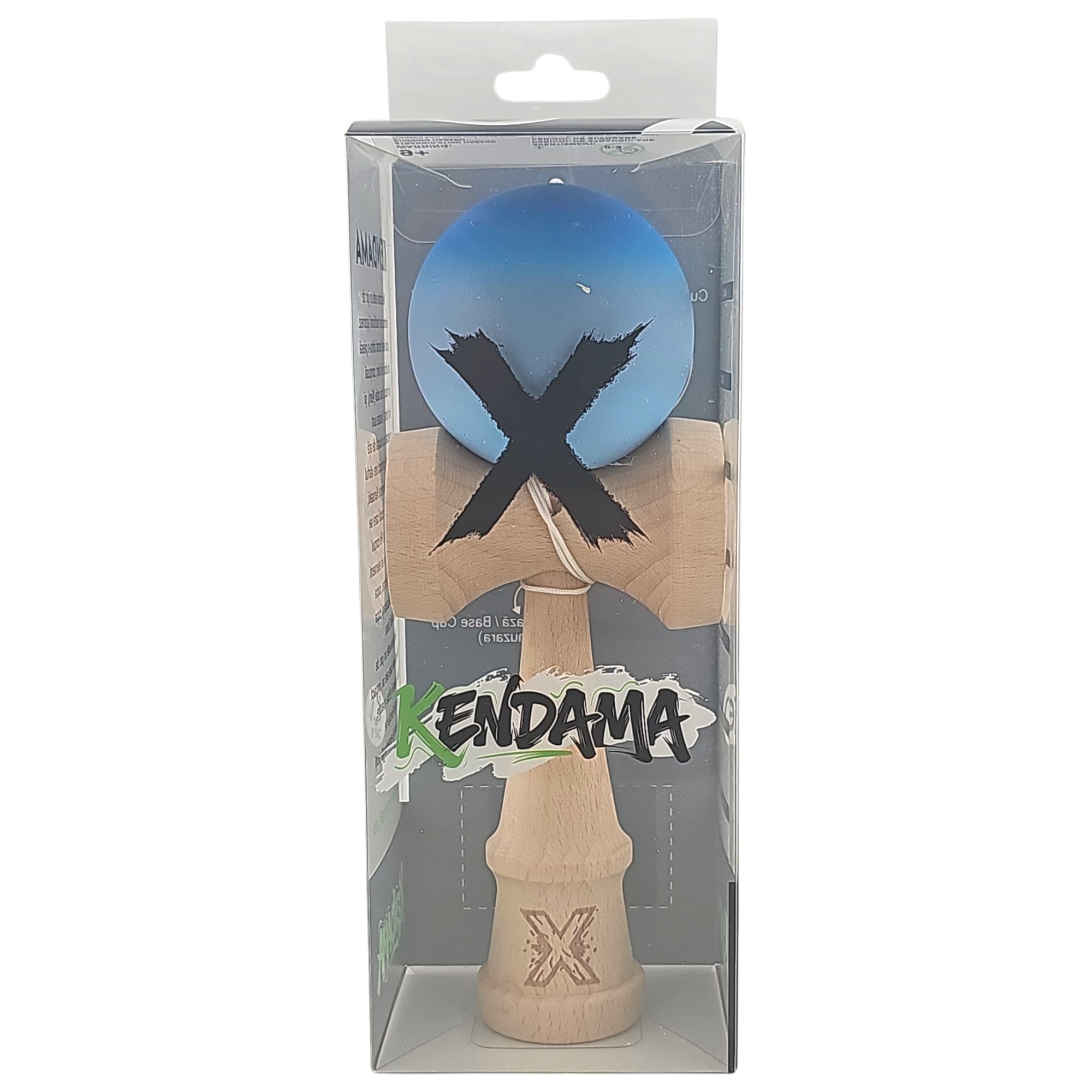 Kendama X Originala, Profesionala, Flippy, din Lemn, Rubber Grip, 18 cm, Albastru/Gri/Bleu - imagine 4