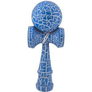 Kendama X Originala, Profesionala, Flippy, Kendama Cracked, din Lemn – 18 cm, Crack Albastru/Alb