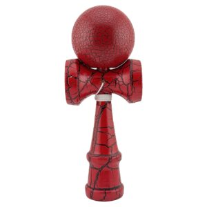 Kendama X Originala, Profesionala, Flippy, Kendama Cracked, din Lemn, 18 cm, Rosu/Negru