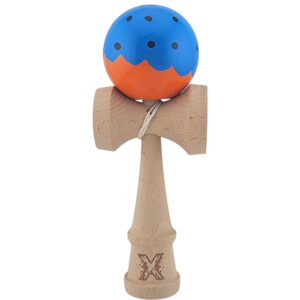 Kendama X Originala, Profesionala Limited, Flippy, din Lemn, Super Sticky, 18 cm, Albastru/Portocaliu