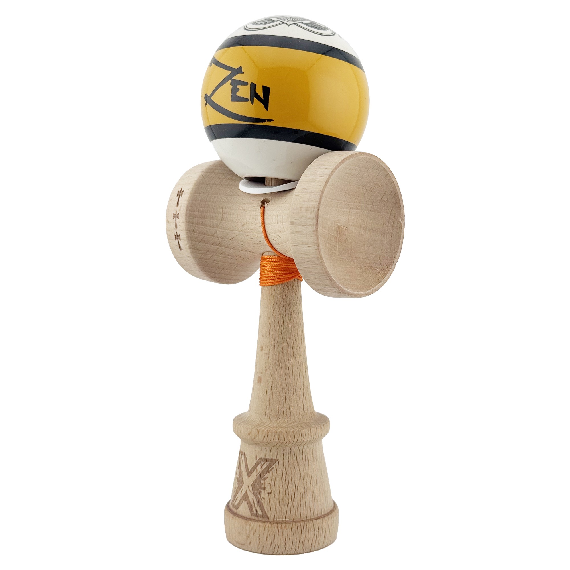 Kendama X Zen Series Originala, Profesionala, Flippy, Cupe Mari KING SIZE V3, Super Sticky, Gaura in Baza, Rulment Metalic, din lemn 18 cm, Ata 62/65 cm, Auriu - imagine 3