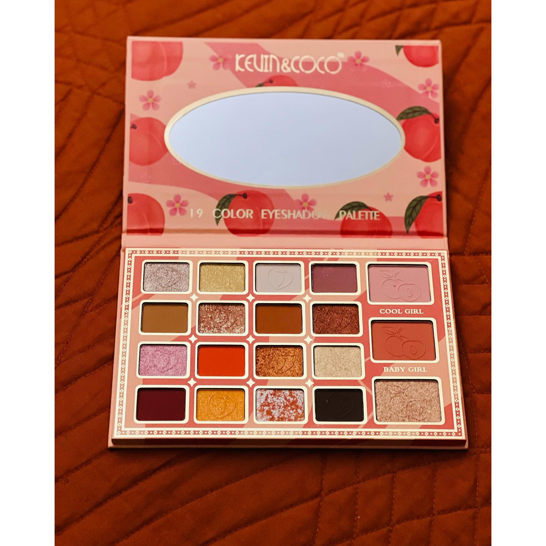 Palete de Machiaj, KEVIN & COCO, Peach, Fard de Pleoape, 19 culori, 19x13x1.5 cm - imagine 3