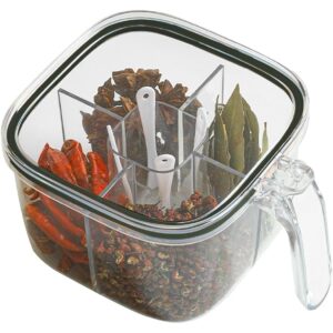 Cutie Depozitare Alimente, Flippy, din Plastic/Silicon, 20 x 10 x 10 cm, 5 Compartimente, Alb/Verde