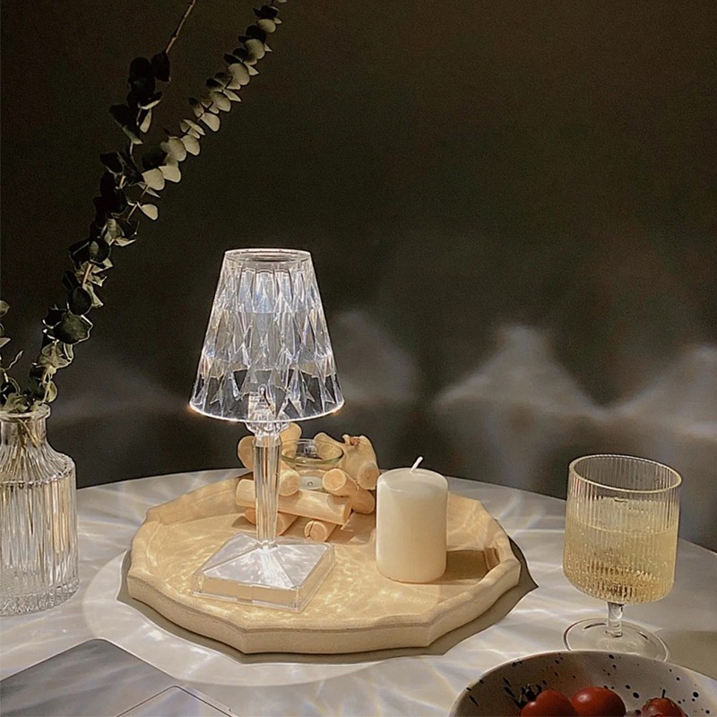 Lampa de birou pe LED RGB 16, Flippy, dimmer tactil, 3 nivele de intensitate, incarcare USB, 3W, Cristal Acrilic, 26x12 cm, cu telecomanda, transparent - imagine 4