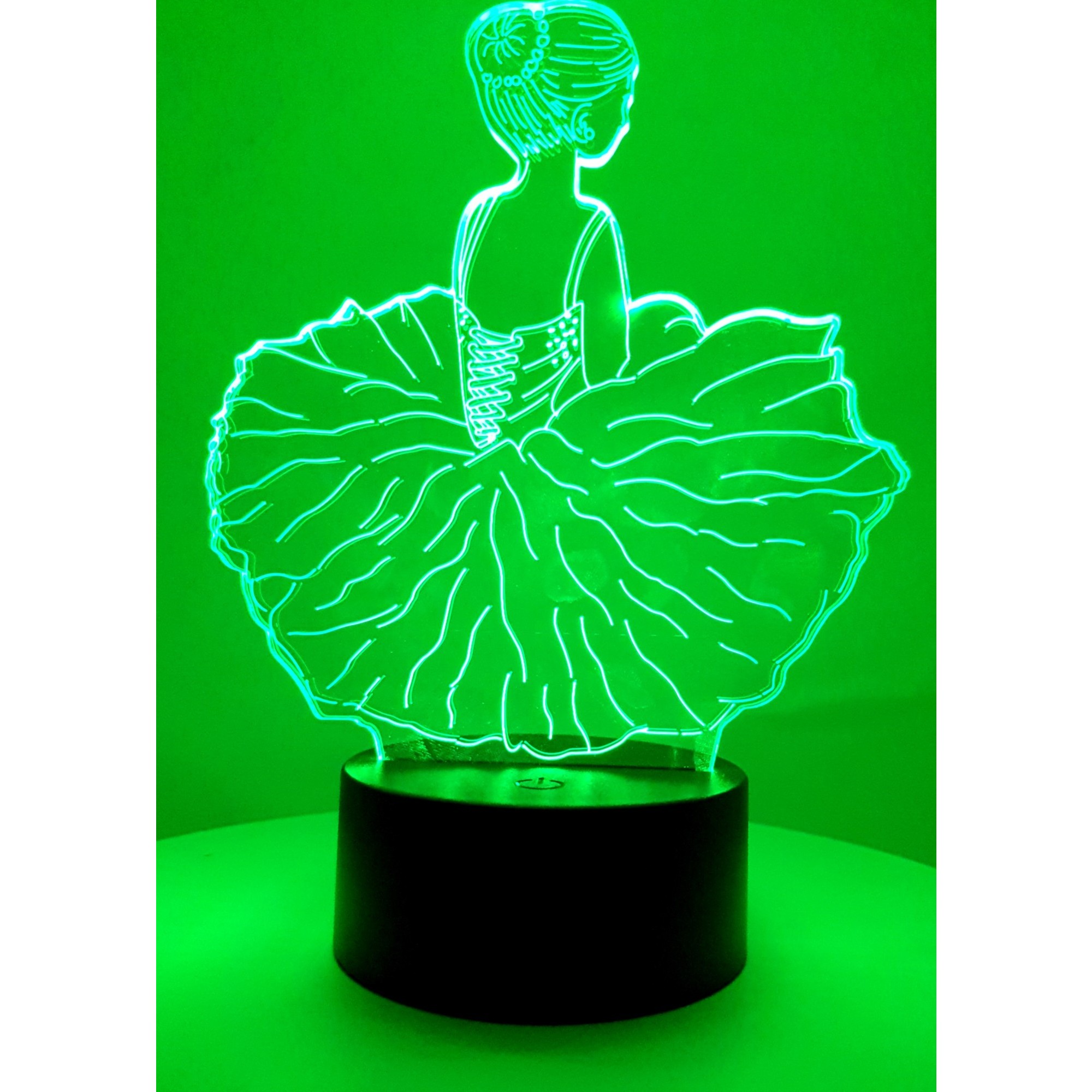 Lampa de Veghe cu Telecomanda si Baterii/USB 3D Model Balerina Multicolor - imagine 4
