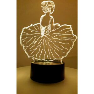 Lampa de Veghe cu Telecomanda si Baterii/USB 3D Model Balerina Multicolor