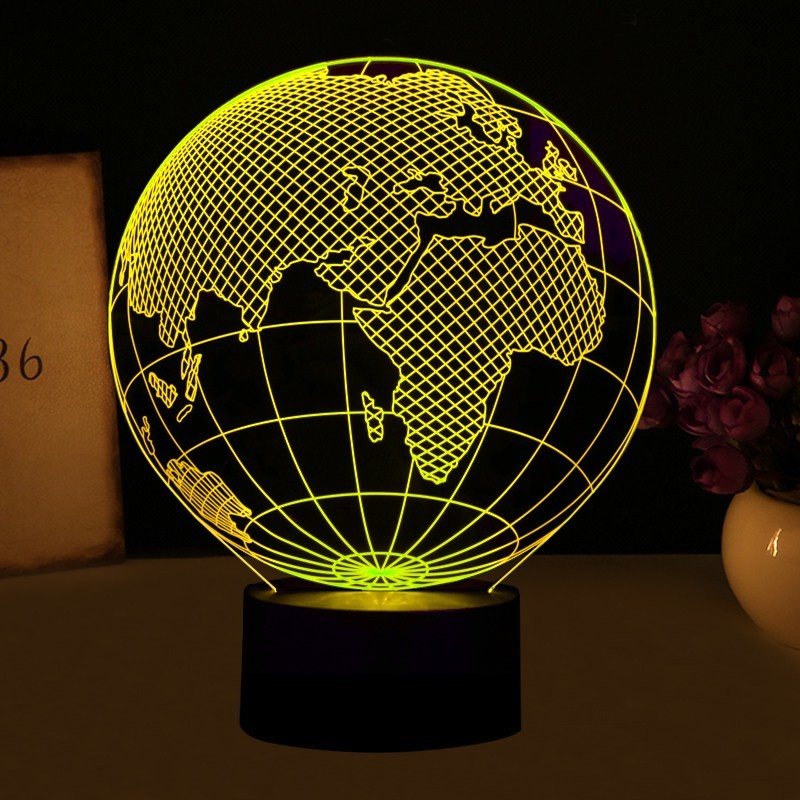 Lampa de Veghe cu Telecomanda si Baterii/USB 3D Model Glob Pamantesc Multicolor - imagine 3